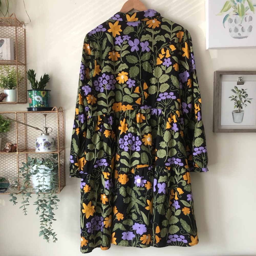 SOLD♏️ModCloth Princess Highway Luella Button Down Long Sleeve Floral TierDress - Picture 3 of 14